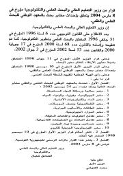 Arrêté du ministre de l'enseignement supérieur, de la recherche scientifique et de la technologie du 8 Mars 2004 | 