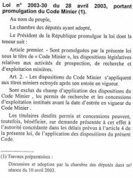 Loi n° 2003-30 du 28 avril 2003 | 