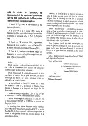 Arrêté du Ministre de l'agriculture, de l'environnement et des ressources hydrauliques du 17 mai 2003 | 