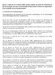 Décret n° 2005-337 : Décret portant création du centre de recherche et des technologies des eaux à la technopôle de Borj Cedria et fixant son organisation et les modalités de son fonctionnement. | 