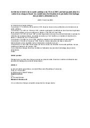 Arrêté du ministre de la santé publique du 15 mai 2001 | 
