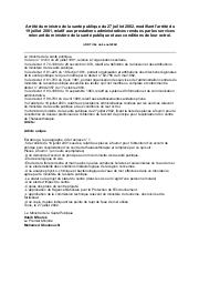 Arrêté du ministre de la santé publique du 27 juillet 2002 | 