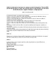 Arrêté du ministre du tourisme, du commerce et de l'artisanat du 7 février 2003 | 