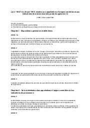 Loi n° 99-57 du 28 juin 1999 : Loi n° 99-57 du 28 juin 1999, relative aux appellations d'origine contrôlée et aux indications de provenance des produits agricoles (1) (JORT n° 54 du 6 Juillet 1999) | 
