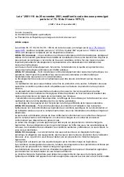 Loi n° 2001-116 du 26 novembre 2001 | 