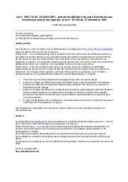 Loi n° 2001-82 du 24 juillet 2001 | 