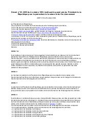 Décret n° 93-2055 du 4 octobre 1993 : Décret n° 93-2055 du 4 octobre 1993, instituant le grand prix du Président de la République pour la protection de la nature et de l'environnement (JORT n° 78 du 15 octobre 1993) | 