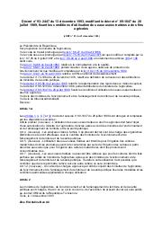 Décret n° 93-2447 du 13 décembre 1993 : Décret n° 93-2447 du 13 décembre 1993, modifiant le décret n° 89-1047 du 28 juillet 1989, fixant les conditions d'utilisation des eaux usées traitées à des fins agricoles (JORT n° 97 du 21 décembre 1993) | 