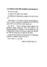 loi n° 88-94 du 2 Août 1988 : loi n° 88-94 du 2 Août 1988 complétant le code des eaux | 