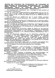Arrêté du ministre de l'industrie, de l'energie et des petites et moyennes entreprises du 17 mars 2007 | 