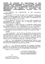 Arrêté du ministre de l'agriculture et des ressources hydrauliques du 17 avril 2007 | 