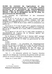 Arrêté du ministre de l'agriculture et des ressources hydrauliques du 17 avril 2007 | 