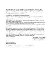 Arrêté du ministre de l'agriculture et des ressources hydrauliques du 19 avril 2007 | 